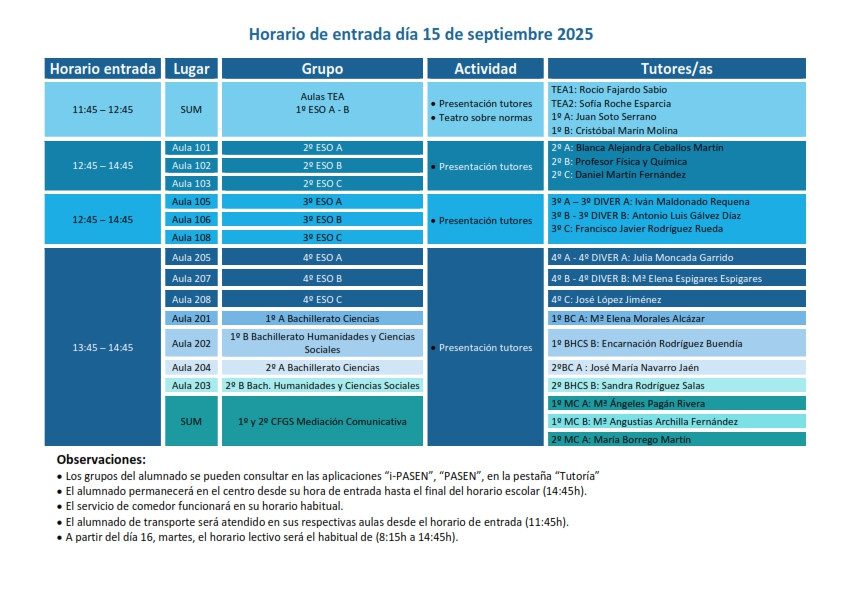 inicio curso escolar 2024-2025